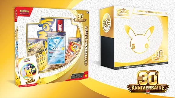 Visuel officiel des produits du 30e Anniversaire du JCC Pokémon
